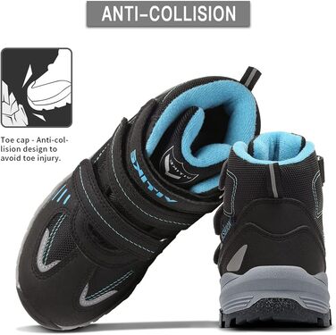 Дитячі зимові черевики ASHION: утеплені, для ходьби та трекінгу, розмір 39 EU, чорний колір