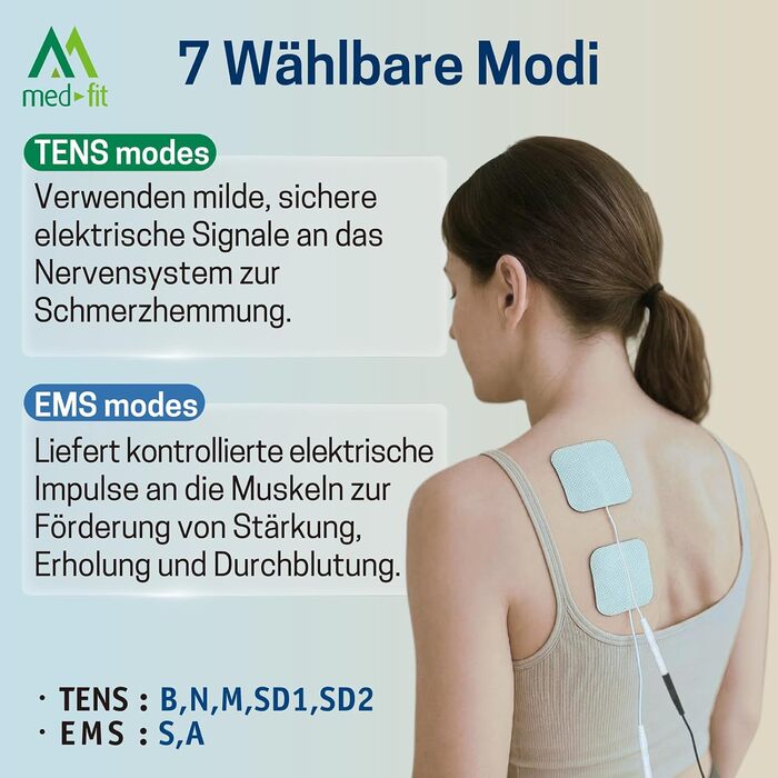 Med-Fit 3 TENS + EMS Апарат для електростимуляції м'язів та знеболення (2 канали) - медичний прилад IIa класу для лікування болю в спині, ішіасу, артрозу, шиї, плечей та нарощування м'язів