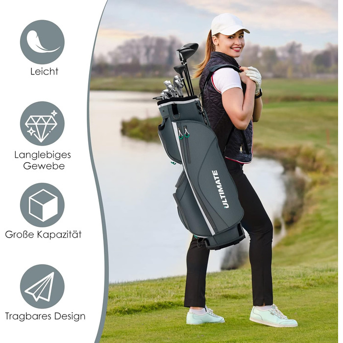 Сумка для гольфу GOPLUS, легка дорожня сумка з 14 відділеннями, 7 кишенями на блискавці, кишеня для цінних речей, кишеня-холодильник, регульований плечовий ремінь, водонепроникна накидка та тримач для парасольки, для зберігання та перенесення гольф-клубу