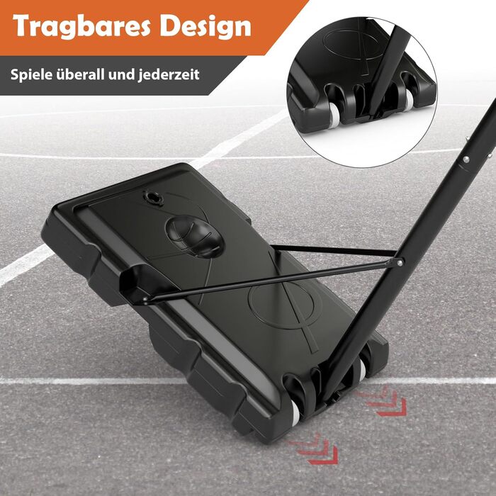 Баскетбольне кільце Gymax вуличне, регульована висота 204-358 см, стійка на колесах, з утяжеленою основою, для підлітків та дорослих 236-305 см