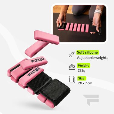 Регульовані вантажі на зап'ястя Fizyo – набір 2 шт. (2x225г) для йоги, танців, пілатесу, кардіо та аеробіки
