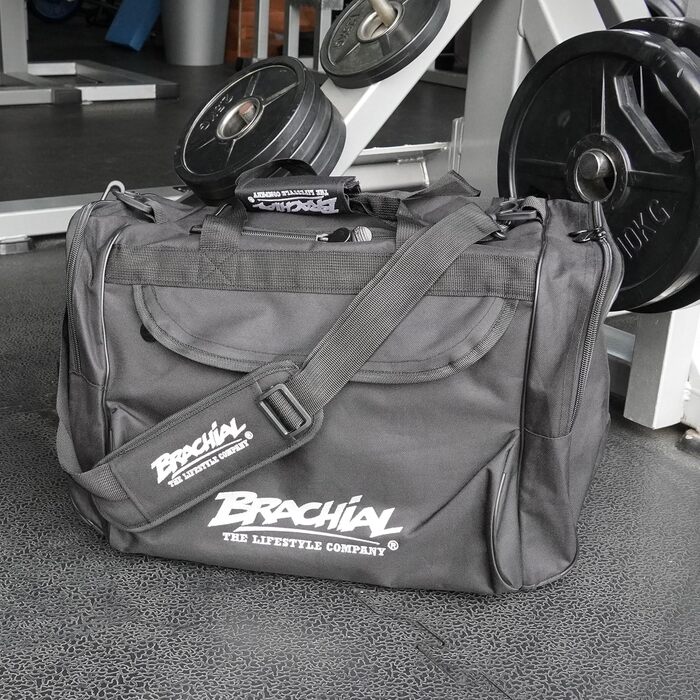 Чоловіча спортивна сумка Brachial Premium, водовідштовхувальна, з відділенням для взуття, ременем для перенесення, чорна, розмір M – дорожня сумка для спортзалу