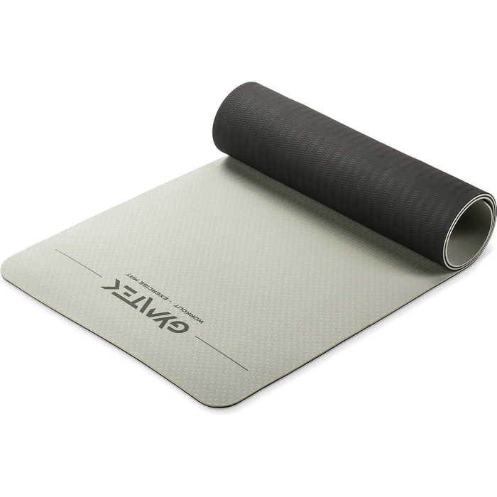 Гімнастичний килимок Gymtek 181,5x61x0,6 см, TPE, нековзкий, для йоги, фітнесу, пілатесу, сірий-чорний