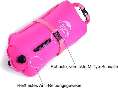 Надувна рятувальна жилетка Naturehike 18L з водонепроникним мішком для сухого зберігання, для плавання, триатлону, снорклінгу та рафтингу, ультралегка, флуоресцентний маджента