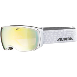 ALPINA ESTETICA Q – Дзеркальна поляризована лижна маска OTG для дорослих, 100% UV-захист, біла, універсальний розмір