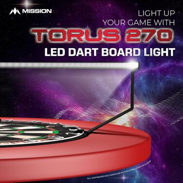 Світлодіодне підсвічування для дартс Mission Darts Torus 270, доступ до ігрової зони, матове чорне, червоне, синє, бронзове