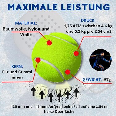 FUTURA8 М'ячі для падел-тенісу, 3 шт. в упаковці, преміум-якість, стабільний відскік, довговічні, для тренувань та турнірів, підходять для гри в приміщенні та на вулиці, професійні м'ячі