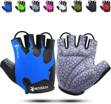 Велосипедні рукавички чоловічі літні напівпальцеві MTB, рукавички для гірського велосипеда/шосе, велосипедні рукавички для відпочинку чоловічі та жіночі, дихаючі, з антиковзаючим покриттям та амортизацією, блакитні