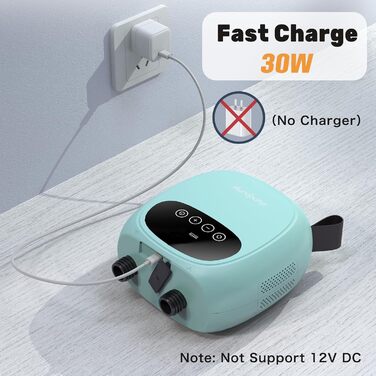 Електричний насос для SUP дошки DWNDPUMP 20PSI з акумулятором, для каяків та SUP, з 7 насадками, зелений