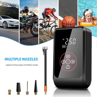 Електричний насос LOVPIS для велосипеда, авто, мотоцикла та м'ячів (150PSI, 4000mAh)