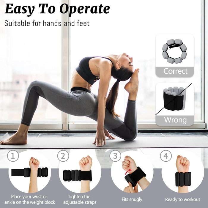 Набір обтяжень для зап'ястя та кісточок Omtofo, 2 шт (по 0,45 кг), Зелений (Сірий), для йоги, танців, пілатесу, аеробіки, кардіо та ходьби