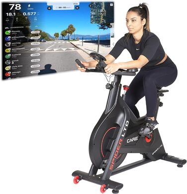 Велотренажер Care Fitness Spider LTD з Bluetooth, магнітним гальмом, ремінним приводом, 15 кг маховиком, програмами Kinomap