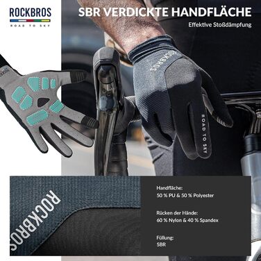 Велосипедні рукавички ROCKBROS Road to Sky: дихаючі рукавички з сенсорним екраном для MTB, шосе та циклізму, чоловічі/жіночі, зелені (M, блакитні)