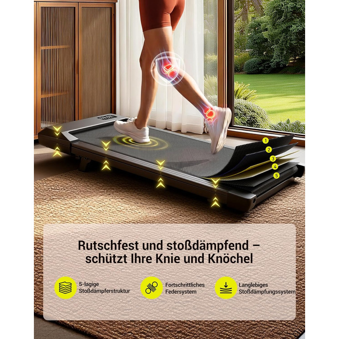 Складана бігова доріжка MJWW Raceable Walking Pad з нахилом 6-9%, потужність 2.5/3.0 HP, керування через додаток, AI-тренування, LED-дисплей, Jet Black 90 см, для дому та офісу