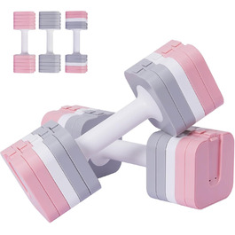 Регульовані гантелі 10 кг (2 x 5 кг), водонепроникні, компактні, легко регулюються, для тренувань вдома, змішані кольори
