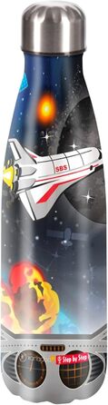 Термос для напоїв з нержавіючої сталі Step by Step Sky Rocket, синьо-чорний, 0,5 л, для газованих напоїв, герметичний, BPA-free, екологічний, для школи та відпочинку