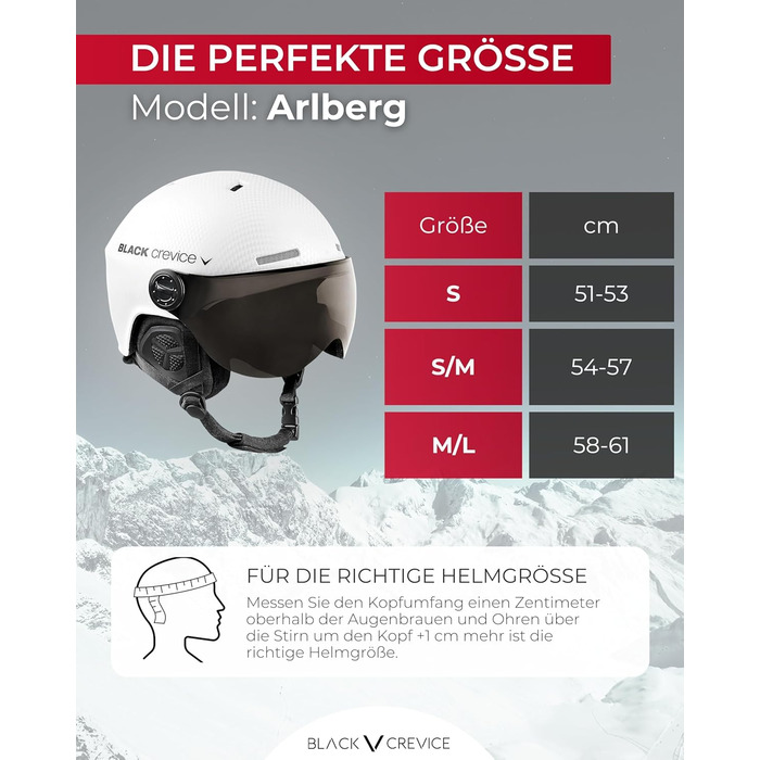 Шолом гірськолижний Black Crevice Arlberg з візором 2 шт. білий/карбон, M/L (58-61)