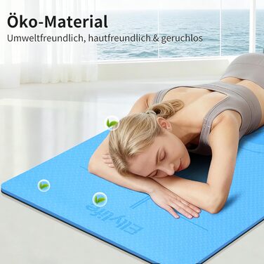 Килимок для йоги з натурального каучуку та TPE, протиковзкий, з розміткою, унікальний дизайн, з ремінєм, екологічний, для подорожей, пілатесу, йоги, фітнесу, синій, 6 мм