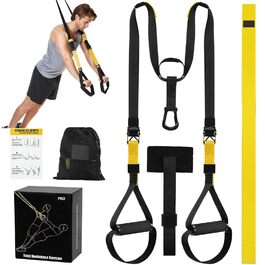 Тренажер Sling Trainer для всього тіла, підвісний тренажер для дому, комплект Suspension Trainer, для силових тренувань, домашні та вуличні тренування, чорно-жовтий