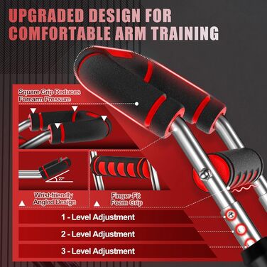Тренування грудей Twister Armtrainer: 6 рівнів (30-50 кг / 30-150 фунтів), портативний тренажер з регульованою вагою - для дому, офісу та подорожей, червоний