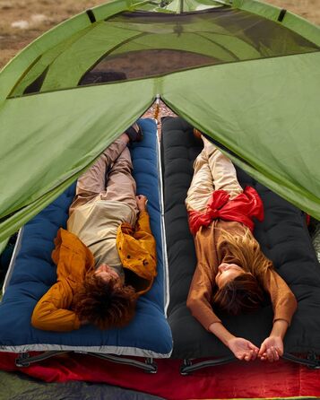 Розкладне ліжко Sportneer для кемпінгу та відпочинку: 200x81x47 см, чорне, з матрацом та сумкою для зберігання