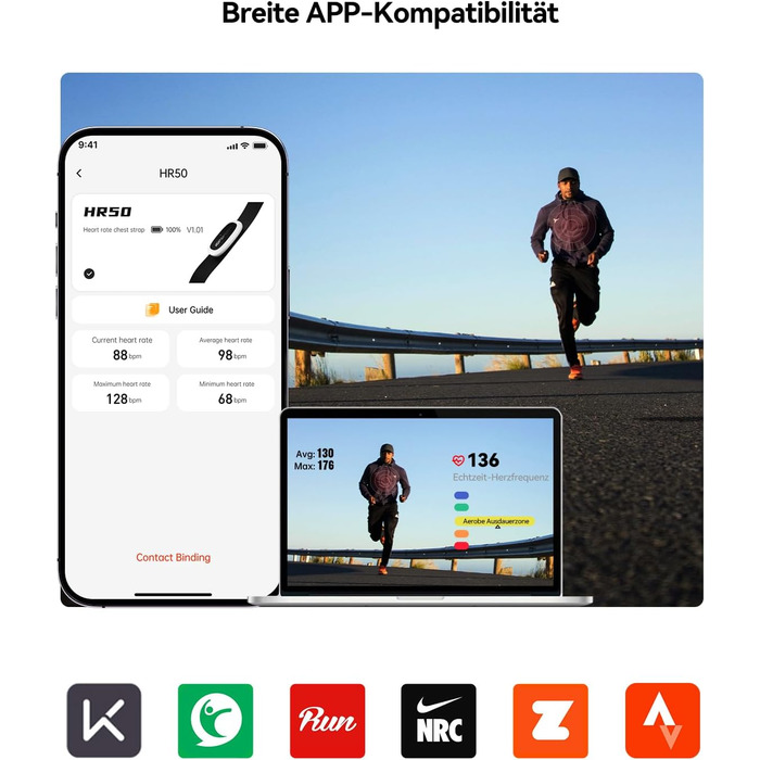Пульсометр iGPSPORT HR50 Bluetooth ANT+ для велоспорту, бігу, фітнесу (водонепроникний)