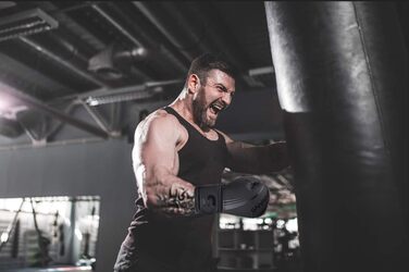 Професійні боксерські рукавички SAWANS для MMA, спарингу, кікбоксингу, боксерської груші, тренувань та боїв Муай Тай, матові чорні, 12 OZ