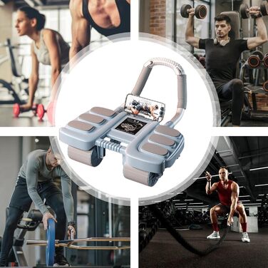 Колесо для пресу Ab Roller Wheel, тренажер для пресу з 4 колесами, для розвитку м'язів кора та сили пресу, автоматичний відскок, підходить для початківців та професіоналів (блакитний)