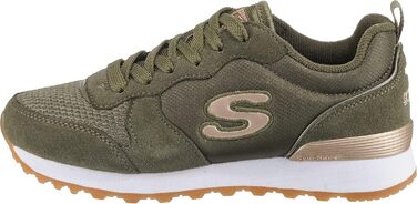 Кросівки жіночі Skechers OG 85 Goldn Gurl оливкові замша/нейлон/сітка з золотистою окантовкою, 38 EU