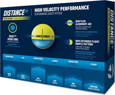 Гольф-м'ячі TaylorMade Distance+ 2025 білі (жовті), універсальний розмір