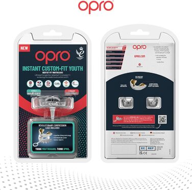Захист для зубів OPRO з миттєвою посадкою – для боксу, MMA, єдиноборства, регбі та хокею – для дорослих та дітей – індивідуальна підгонка на рівні стоматолога – з гарантією стоматолога. Чорний/Білий (Прозорий/Білий, Дитячий (до 10 років))