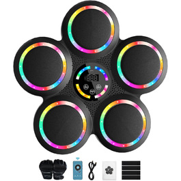 Розумна боксерська машина FOOING з Bluetooth, LED-підсвіткою та рівнями швидкості для дорослих та дітей, тренажер для зняття стресу з боксерськими рукавичками для домашніх тренувань. Інтелектуальні фітнес-пристрої (багатокольорове світло)