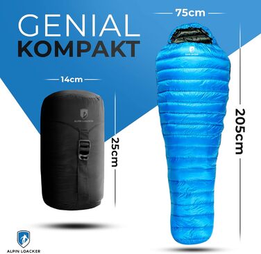 Легкий літній спальний мішок Alpin Loacker для походів та кемпінгу, 460г, ультралегкий, блакитний