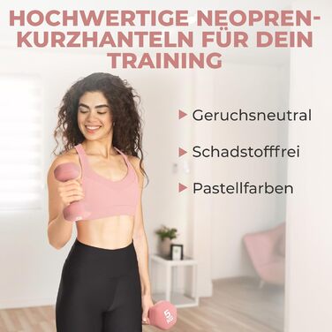 Набір гантелей HQ Germany® 2x5 кг, рожевий, для фітнесу та Pilates, Home Gym, без запаху