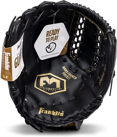 Рукавиця для бейсболу та софтболу Franklin Sports Field Master (ліва рука, 30.5 см) - Чорно-золота