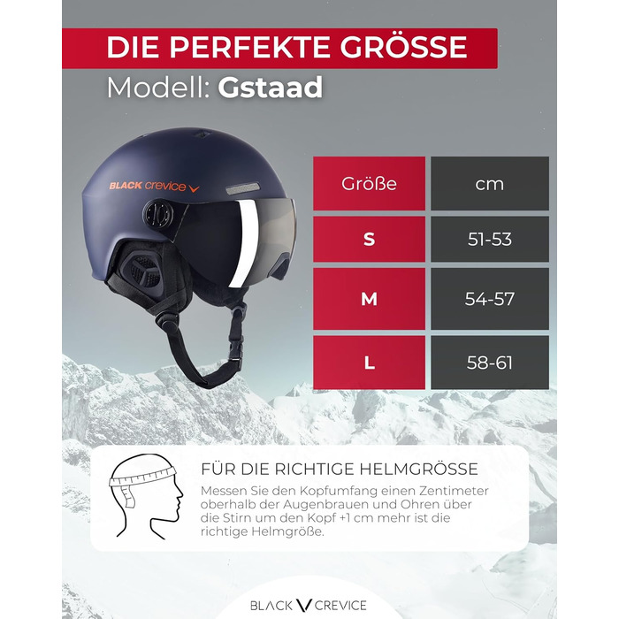 Шолом гірськолижний BLACK CREVICE Gstaad з візором (пілотський стиль) | Полікарбонат, дихаючий, регульований | для чоловіків та жінок