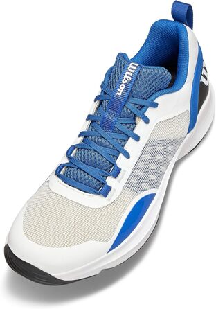 Взуття для падел-тенісу Wilson Hurakn Pro V2 для чоловіків (44 EU, X-широкий, білий, блакитний, чорний)
