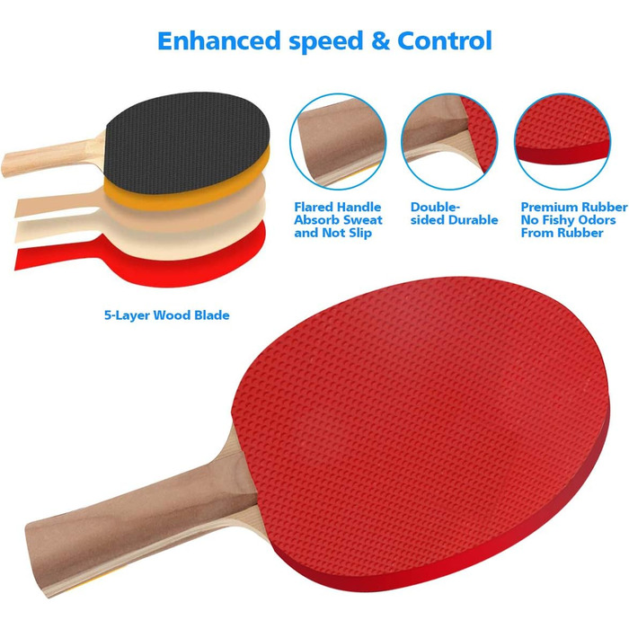 FBSPORT Набір для настільного тенісу Професійний: 2 ракетки, сітка, 6 м'ячів, сумка. Підходить для дорослих та сімей, для гри в приміщенні та на вулиці, чорний