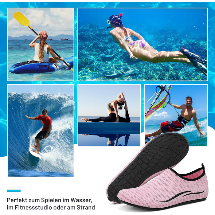 Чоботи для плавання унісекс: легкі, швидковисихаючі, для пляжу, басейну, серфінгу, йоги (36 EU, 2a Рожевий)