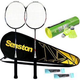 Набір для бадмінтона Senston: ракетки з карбону, сумка та 6 воланчиків, червоний/синій