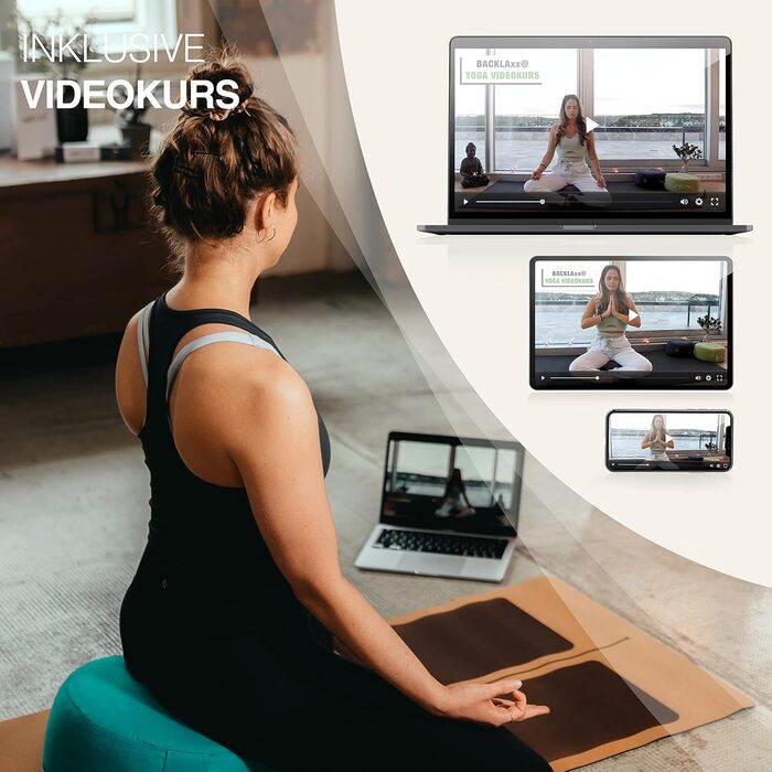 Йога подушка BACKLAXX® для медитації XL, діаметр 35 см, з наповнювачем з гречаної луски, з відеокурсом - пуф для сидіння на підлогу (Смарагдово-зелений)