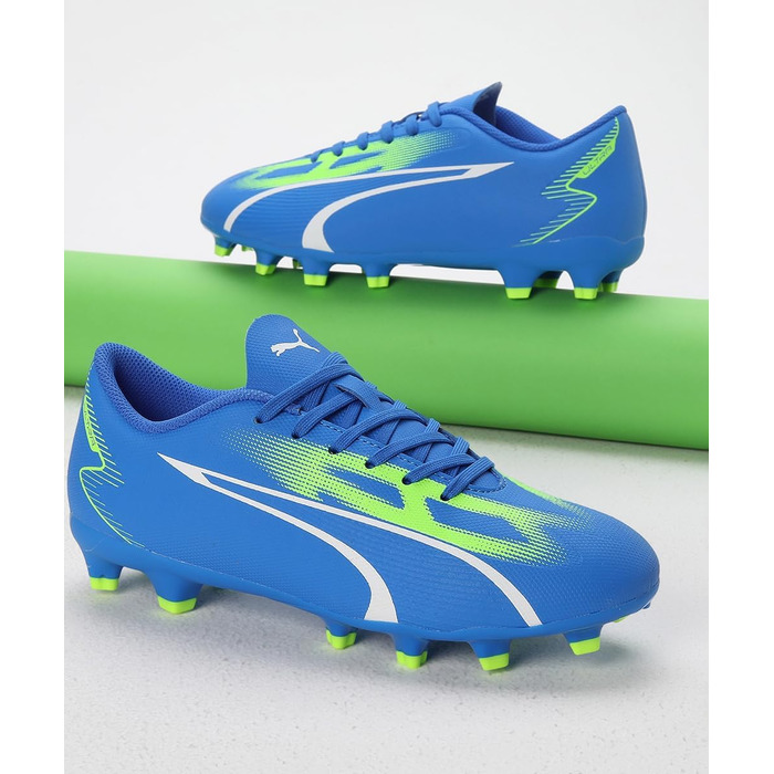 Дитячі футбольні бутси PUMA Ultra Play FG/AG Jr, 37 EU, блакитний, білий, зелений