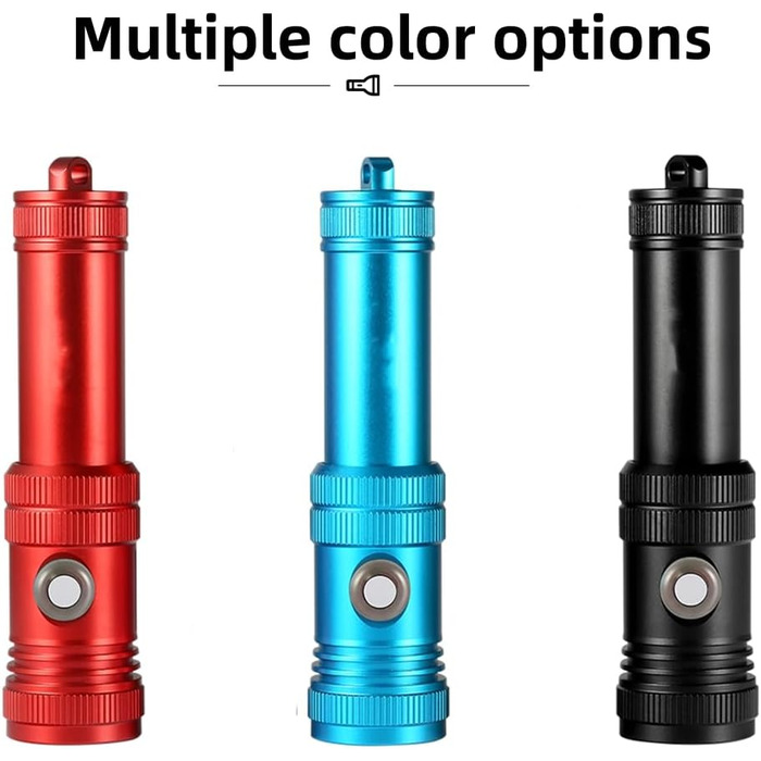 WindFire Перезаряджувана водонепроникна дайверська ліхтарик для дайвінгу та снорклінгу, 4 режими освітлення, індикатор заряду