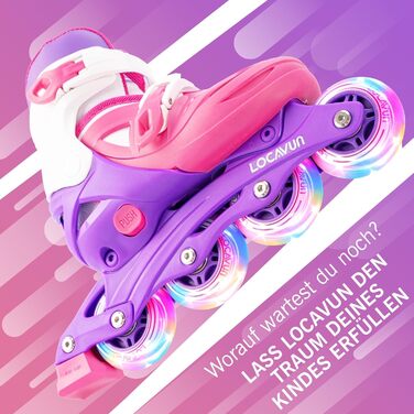 Дитячі ролики Inliner Kinder 36-40 EU, розміри 26-29, 29-34, 30-35, фіолетовий та червоний, PU колеса 82A