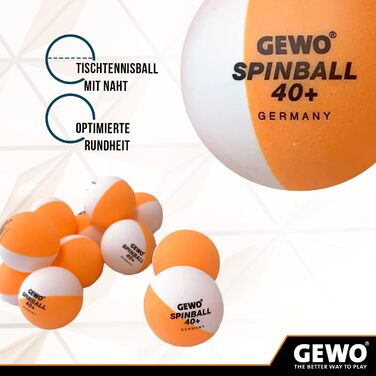 Тенісні м'ячі GEWO Spinballs 40+ - пластикові м'ячі для пінг-понгу з швом, для тренування обертання - 12 високоякісних двокольорових тенісних м'ячів, 40+ мм