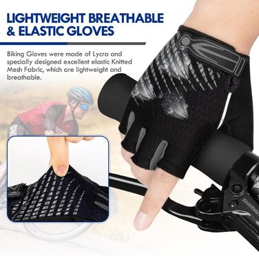 Фінґерлесс велорукавички з гелем, напівпальцеві рукавички для велоспорту, для жінок та чоловіків, дихаючі, неслизькі, для шосе, гірського велосипеда, тренувань, фітнесу, спорту (сірий, M)