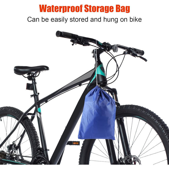 Водонепроникний чохол для велосипеда, преміум-якість 210D, захист від пилу, дощу, снігу, UV, з отворами для замка та сумкою, для всіх типів велосипедів, чорний+синій, для 1 велосипеда