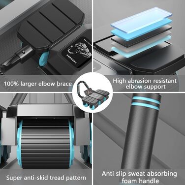 Автоматичний ролик для пресу з функцією відскоку та 6 колесами, тренажер для пресу, Core Trainer, 150 кг, з тримачем для телефону