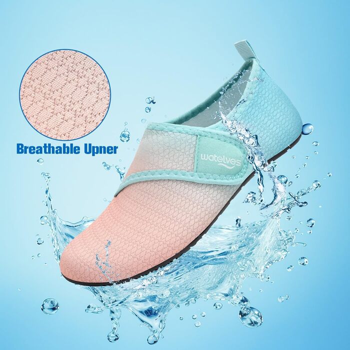 Шкарпетки для плавання WateLves: аквашузи для чоловіків та жінок, шкарпетки для басейну та пляжу, дихаючі, швидковисихаючі, унісекс, 38/39 EU, блакитний/оранжевий
