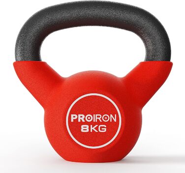 Гиря PROIRON 8 кг з неопреновим покриттям, для фітнесу, захист підлоги, преміум-якість
